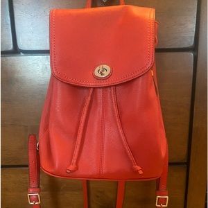 Authentic Red Leather Coach Backpack